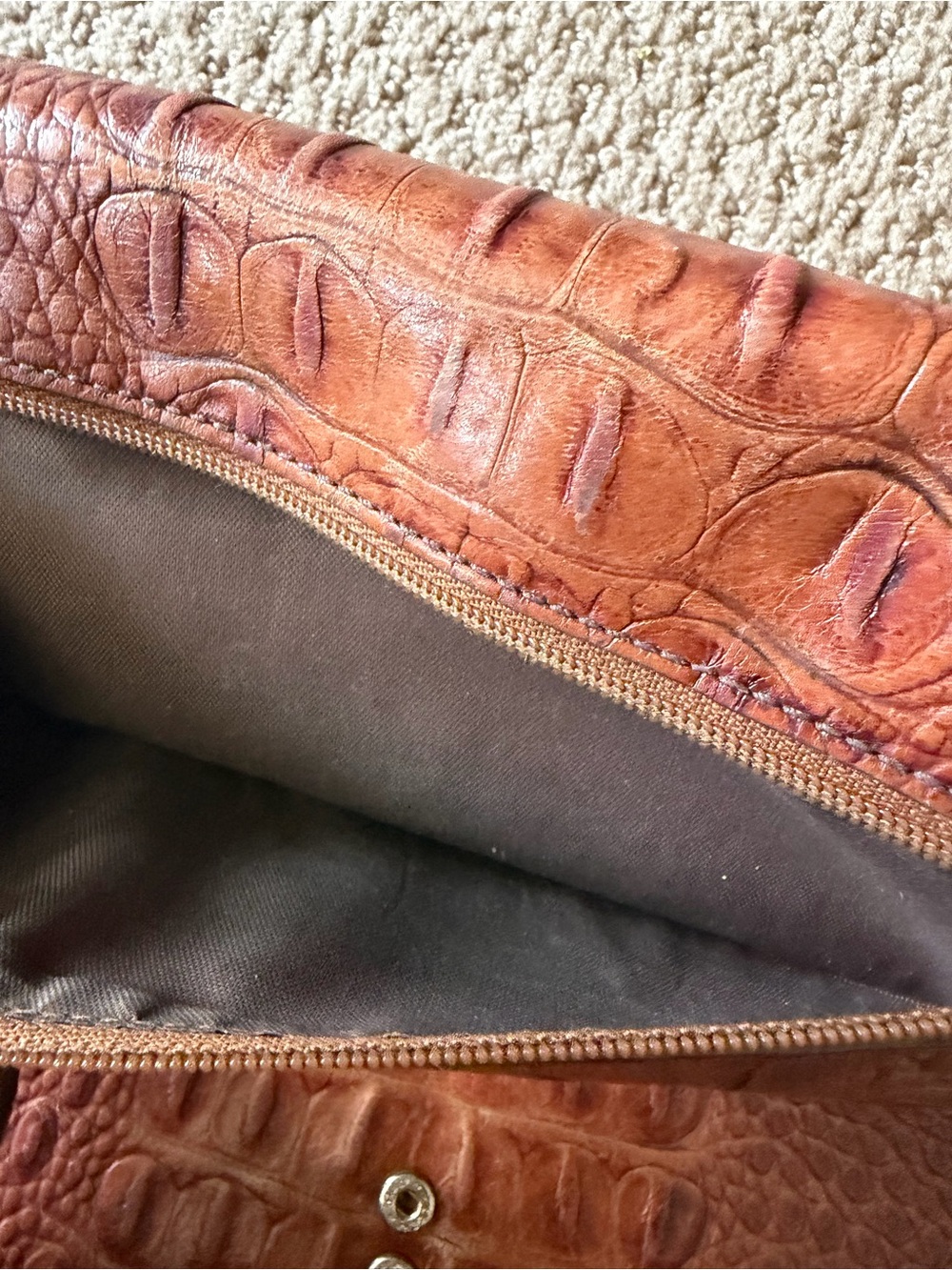 Old Brahmin Cognac Croc-Embossed Leather Continental Wallet - Picture 11 of 11